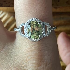 Natural Canary Apatite Sterling Silver Ring Size 10